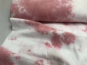 Fastvævet - florlet dobbelt gauze med batik / tie-dye i blush